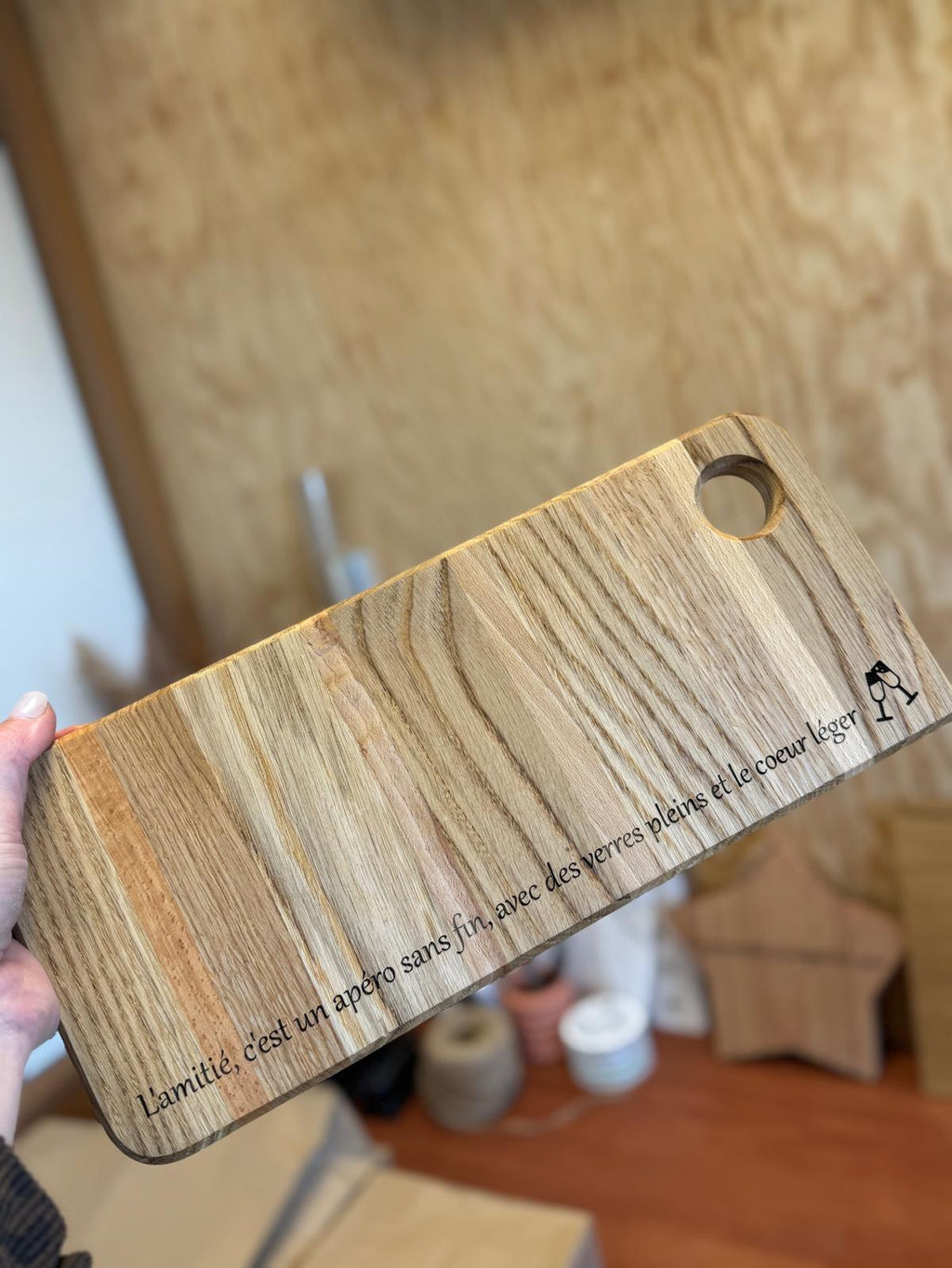 Planche Terroir en chêne – Personnalisée avec votre phrase